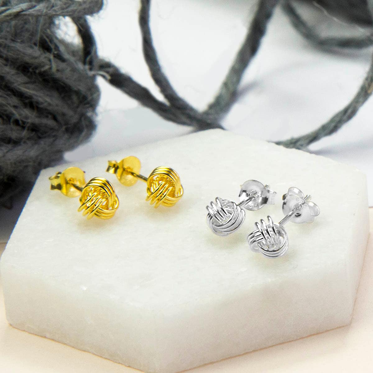 Sterling Silver or Gold Plated Small Knot Stud Earrings Etsy