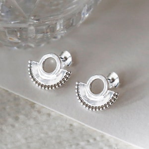 Sterling Silver Art Deco Sunburst Studs