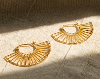 Gold Plated Sterling Silver Art Deco Sunshine Earrings