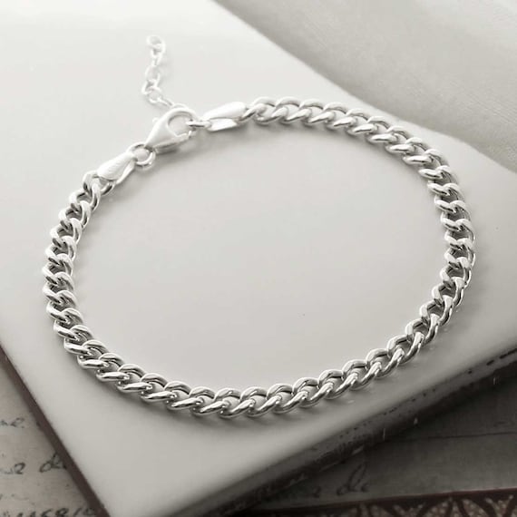 Sterling Silver Chunky Curb Bracelet - Etsy