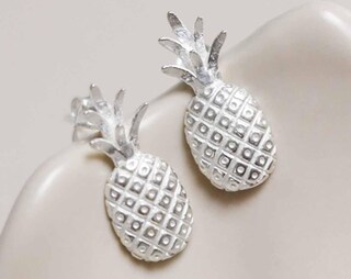 Orecchini Ananas In Argento 925 Con Opale Rosa - Gioiello Regalo Per Ragazze E Donne, Ipoallergenico