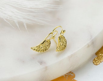 Gold Plated Sterling Silver Angel Wing Earrings