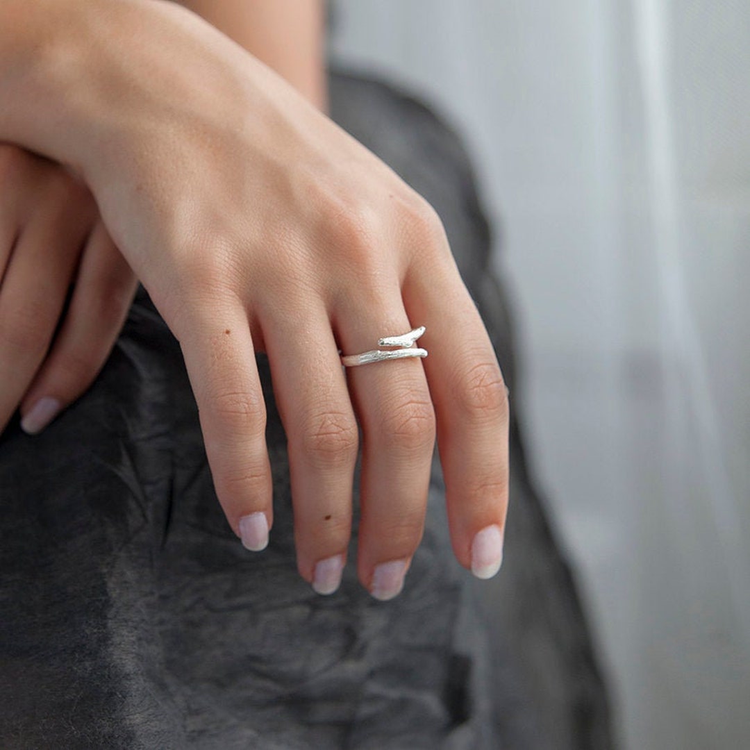 ★TATIANA★ [4 SET] Twinkle Layered Ring (Silver) CR0393 Sterling Silver Twig Ring - Etsy