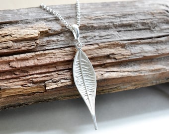 Sterling Silver Lanceolate Leaf Necklace