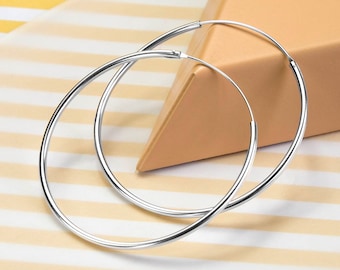 Sterling Silver 5cm Hoop Earrings