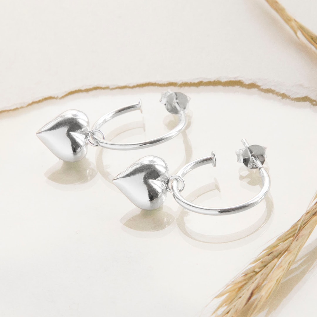 Factory: Crystal Heart Hoop Earrings For Women
