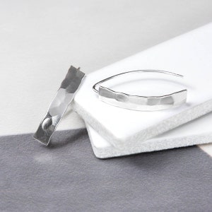 Sterling Silver Hammered Finish Urban Shield Drop Earrings