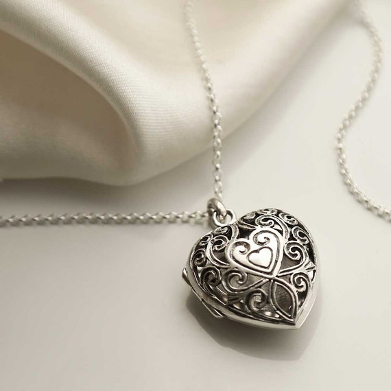 Couple Heart Necklace in 10k White Gold - MYKA