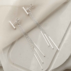 Sterling Silver Swinging Bars Dangly Earrings
