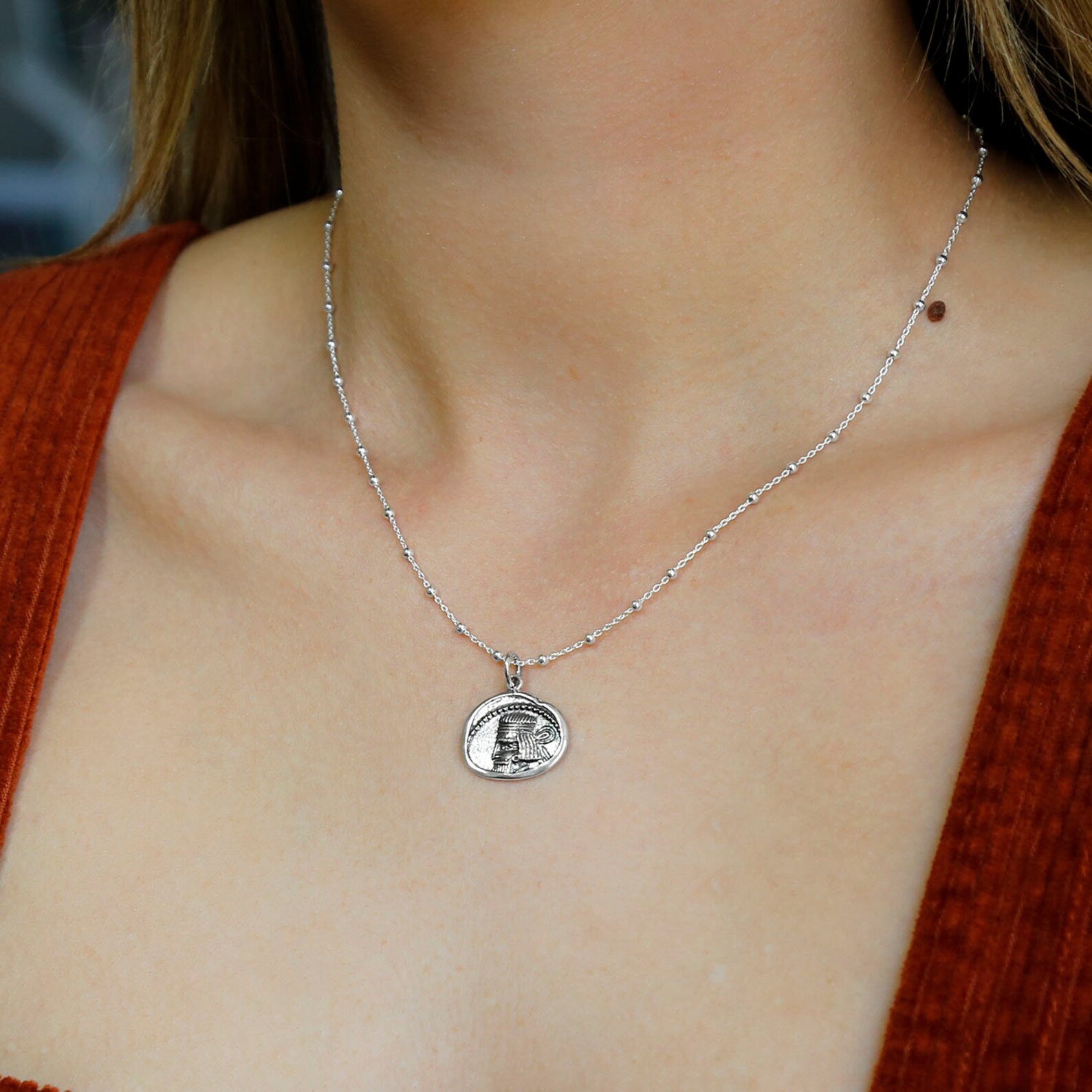 Sterling Silver Ancient Persian Coin Necklace Etsy
