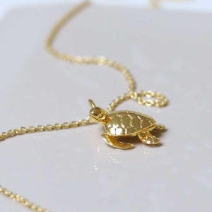 Gold Plated Sterling Silver Turtle Necklace