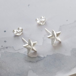 Sterling Silver Solid Star Stud Earrings
