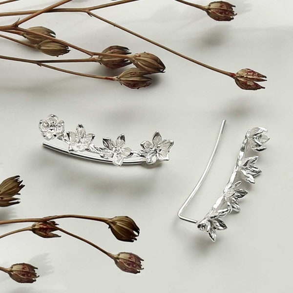Sterling Silver Blooming Ear Climbers