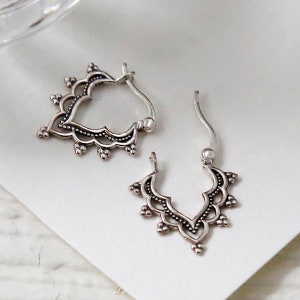 Sterling Silver Arabesque Hoops