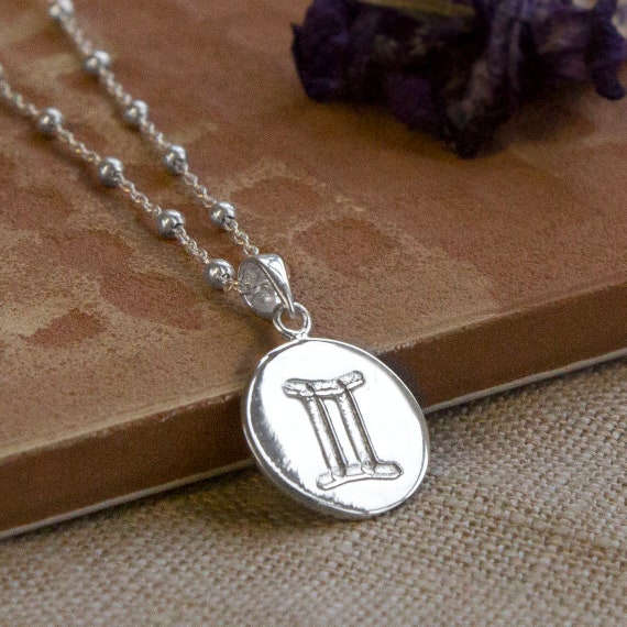 Sterling Silver Gemini Star Sign Necklace Etsy