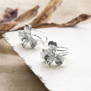 Sterling Silver Pansy Cuff Earrings