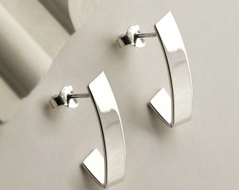 Sterling Silver Simple Shield Studs