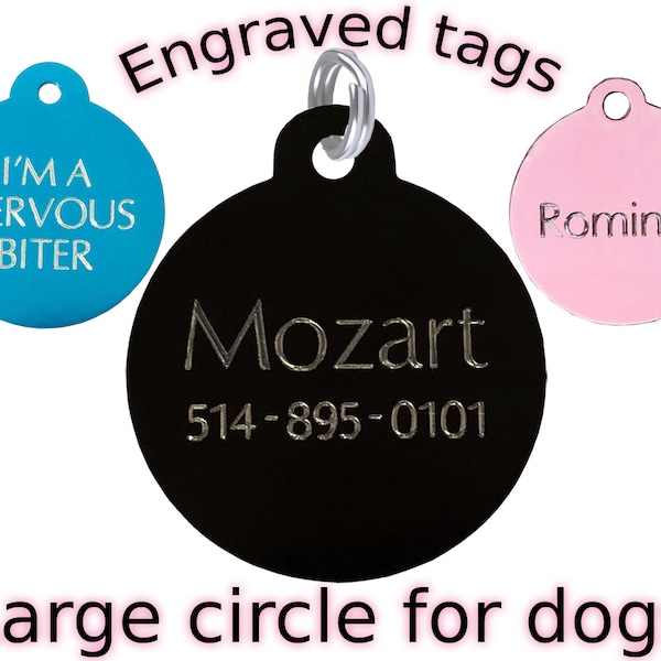 Large Round Circle Engraved Pet ID Tag Dog Custom Engraved Free Shipping - Large Circle Dog Tag *** Gift option