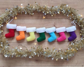 Rainbow Christmas Stocking Felt Banner Wall Hanging Decoration