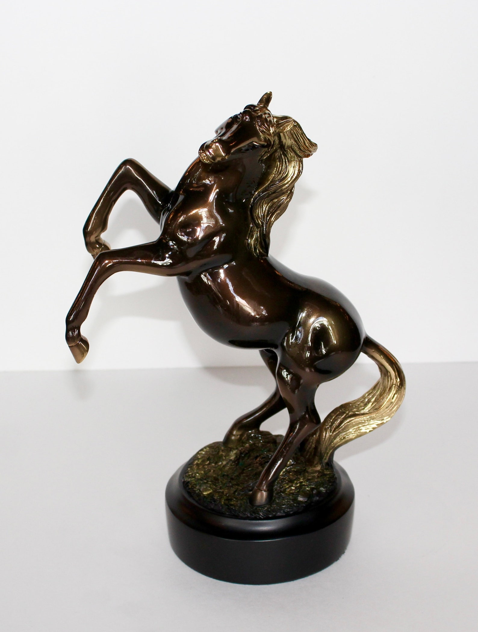 Golden Rearing Horse Statue Etsy