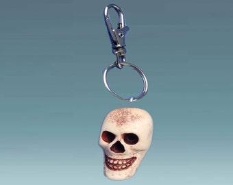 Skull keychain Skull keyring Deer antler skull Eco keyhain