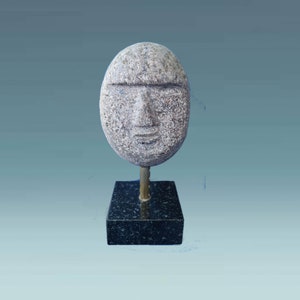 Stone head, Modern stone sculpture, Stone decor, Modern abstract stone,  Stone man head, stone faces on pillar, stone bust