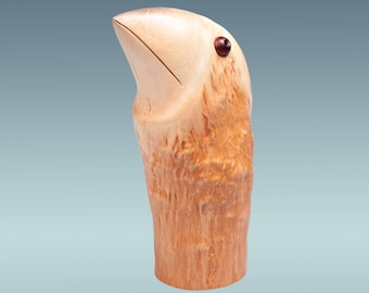 Wooden bird statue, Carved bird, bird, wood carvings, wood carved birds, hand carved birds, wood bird, wooden anniversary gift, wooden raven