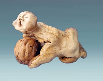 Wooden predator, wooden sculpture, wood burl decor, handmade wooden sculpture