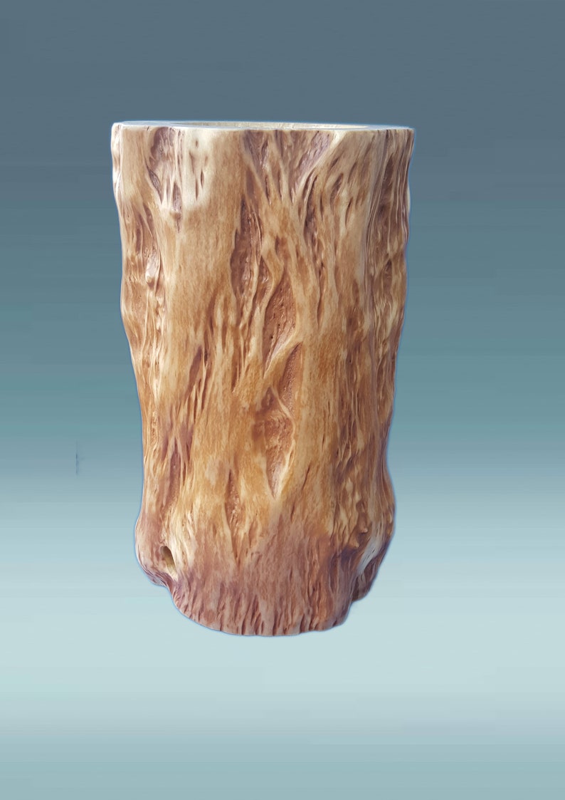 Jarrón de madera, jarrón de madera, jarrón, jarrón hecho a mano, jarrón de madera tallada, jarrón de madera rústico, interior de casa boho, arte de madera, jarrón de madera natural imagen 7