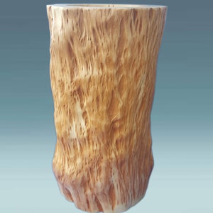 Jarrón de madera, jarrón de madera, jarrón, jarrón hecho a mano, jarrón de madera tallada, jarrón de madera rústico, interior de casa boho, arte de madera, jarrón de madera natural imagen 3
