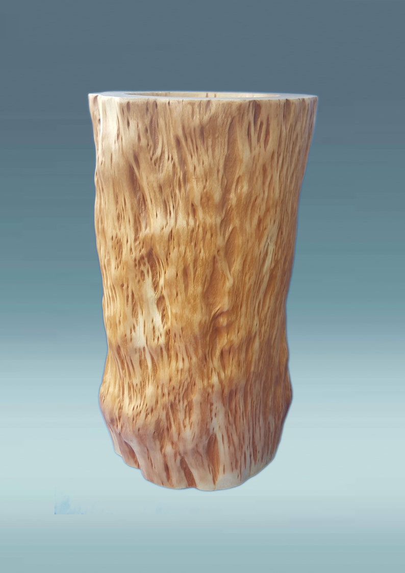 Jarrón de madera, jarrón de madera, jarrón, jarrón hecho a mano, jarrón de madera tallada, jarrón de madera rústico, interior de casa boho, arte de madera, jarrón de madera natural imagen 3