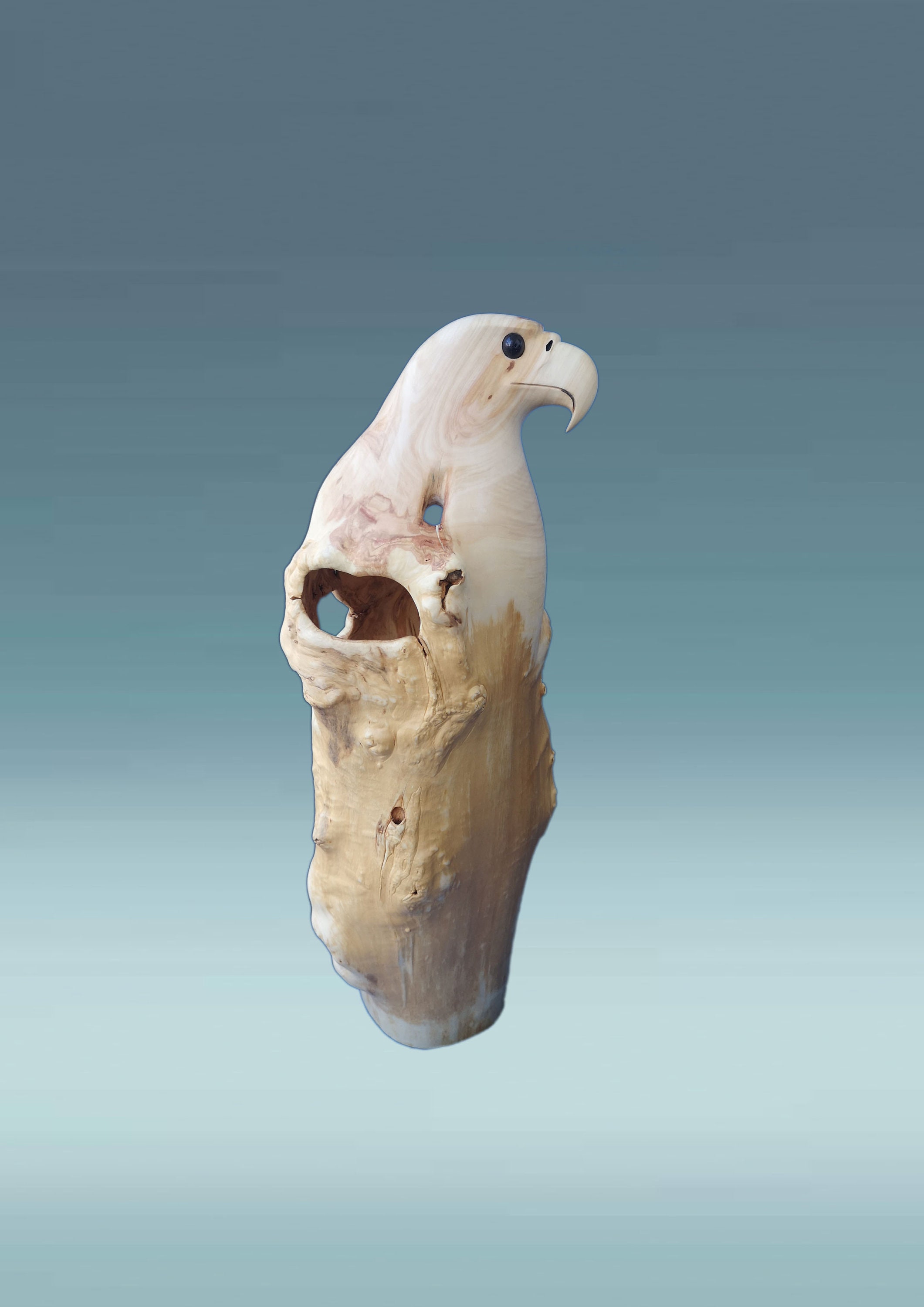 木彫り置物 木に鷲 鷲 ワシの木一刀彫 一点物 】特大 木彫り 鷲 ワシ