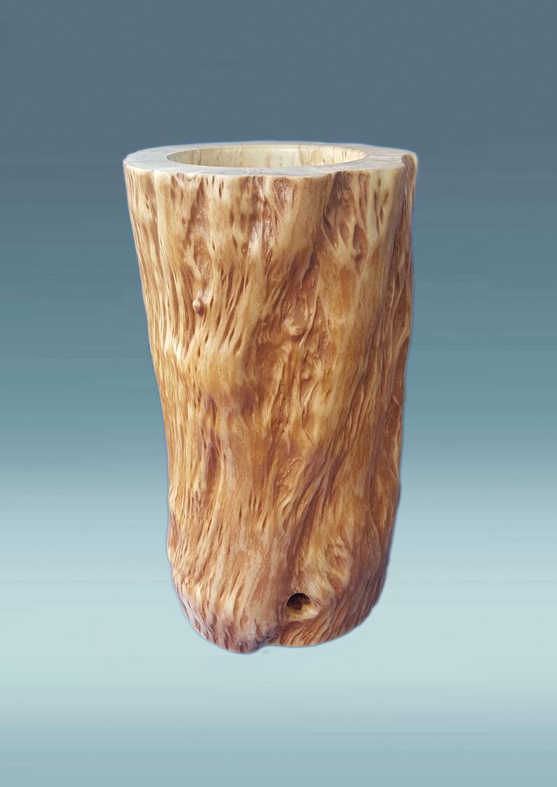 Jarrón de madera, jarrón de madera, jarrón, jarrón hecho a mano, jarrón de madera tallada, jarrón de madera rústico, interior de casa boho, arte de madera, jarrón de madera natural imagen 5