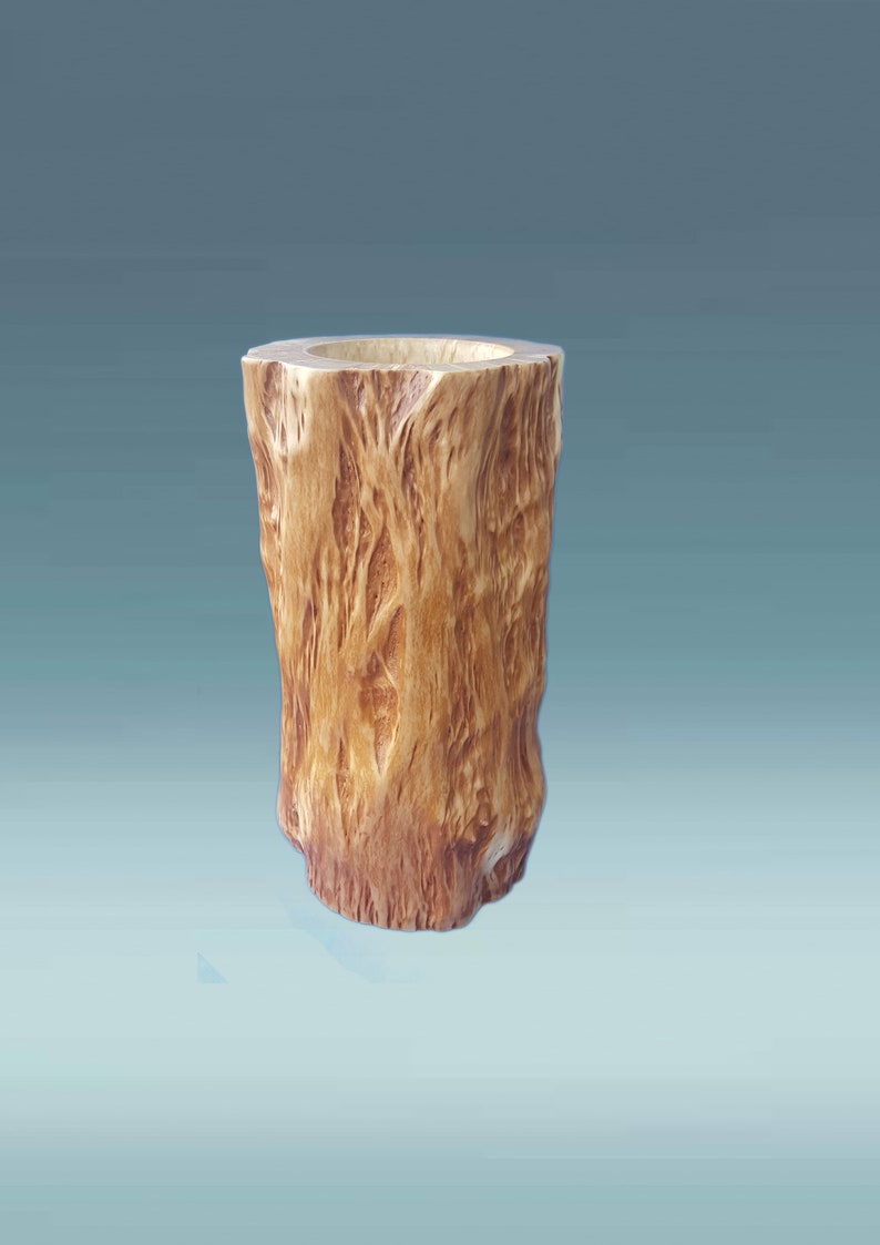 Jarrón de madera, jarrón de madera, jarrón, jarrón hecho a mano, jarrón de madera tallada, jarrón de madera rústico, interior de casa boho, arte de madera, jarrón de madera natural imagen 1