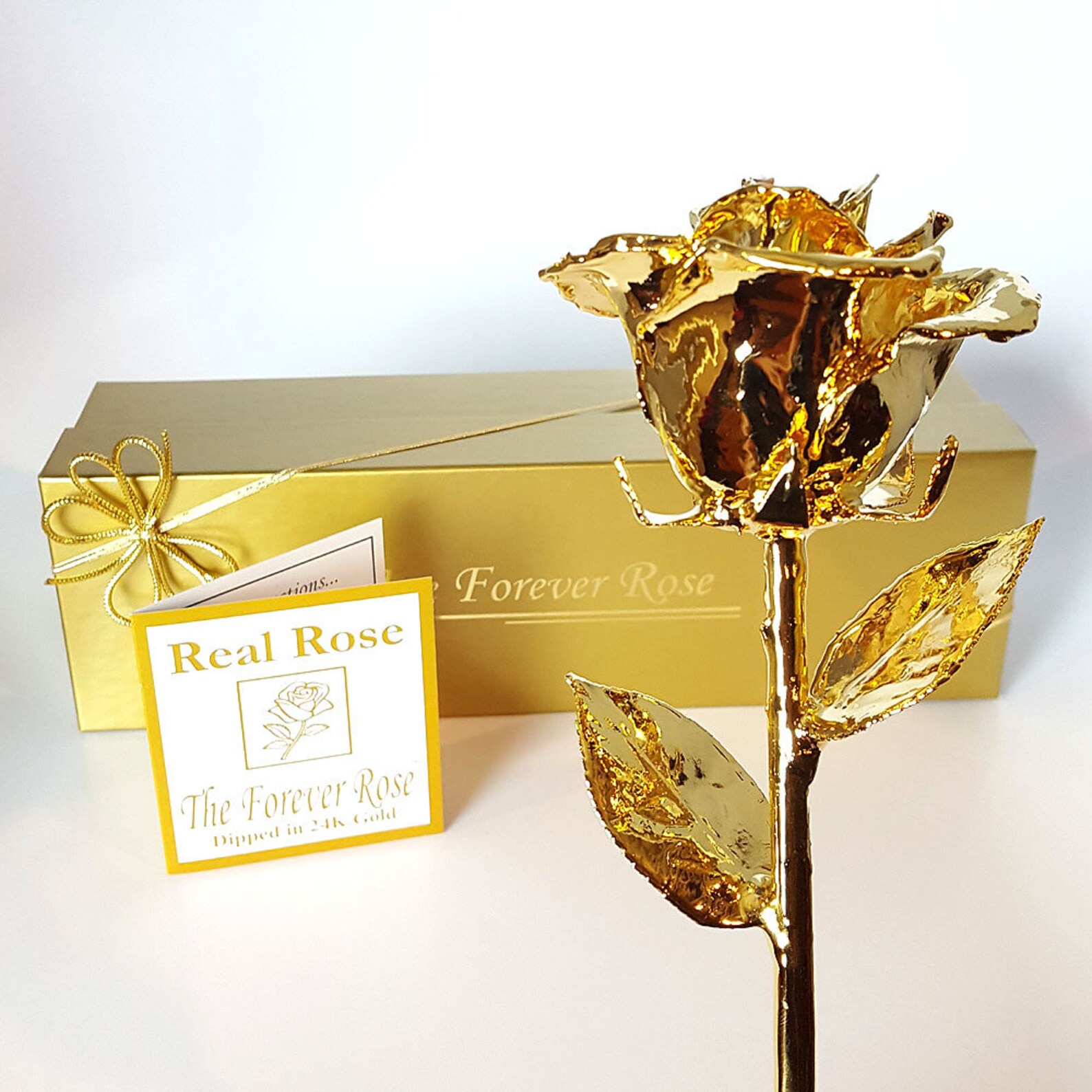 Real Forever Rose Fully Dipped in 24K Gold Includes Gift Etsy