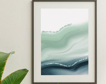 Lámina artística inspirada en las letras de Dan / Póster con letras de música indie folk (Descarga digital)