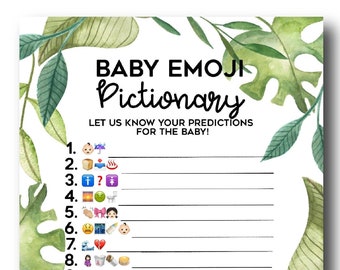 Paquete de juegos para baby shower con hojas tropicales: 6 juegos imprimibles (descarga digital)