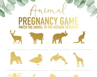 Schwangerschaft Spiel l Baby Shower Spiel l Eukalyptus Gold Thema l Goldschriftzug l Trendy l Antwortschlüssel l Digitaler Download l Druckbar
