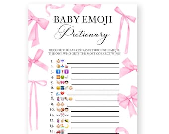 Pack de juegos para baby shower con lazo rosa: 6 juegos imprimibles (descarga digital)