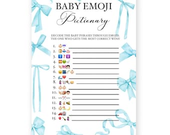 Paquete de juego para baby shower con lazo azul: paquete imprimible (descarga digital)