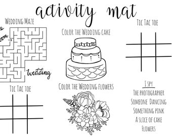 Tapete de actividades para bodas infantiles: Laberinto, Veo veo, Colorear (Descarga digital)