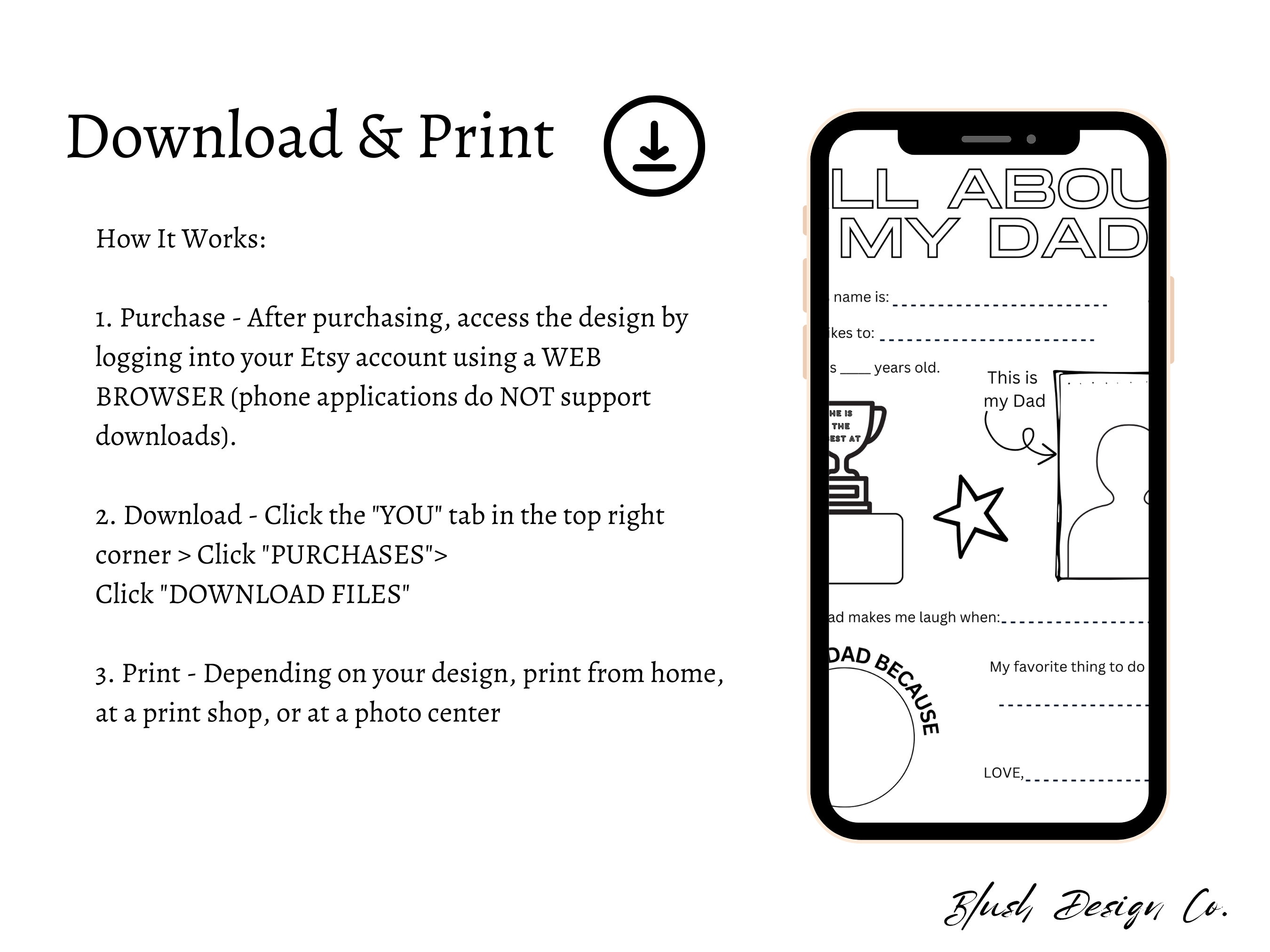 Father's Day Printable | All About My Dad Printable | Digital Download ...