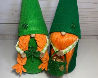 Leprechaun Gnome Couple St. Patrick's Day Decor Boy Tomte March Nisse Decor Scandinavian Gnomes Irish Decoration