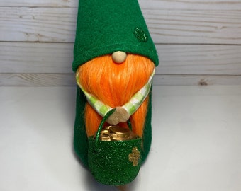 Pot of Gold Leprechaun Gnome St. Patrick's Day Decor Boy Tomte March Nisse Decor Scandinavian Gnomes Irish Decor