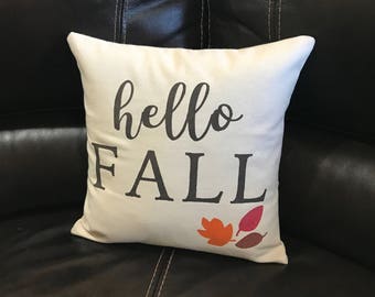 Hello Fall Throw Pillow Quote Fall Decorative Toss Pillow Saying