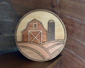 Rustic Round Barn Wood Sign, Farmhouse Layered Wood Art