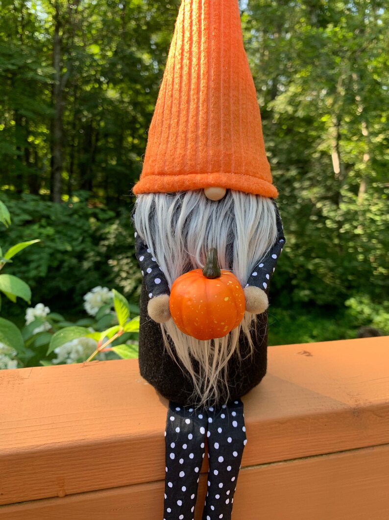 Scandinavian Fall Autumn Halloween Pumpkin Gnome Boy with legs Gnome Nisse Tomte Decor Scandinavian Gnomes Nisse Tomte Holiday image 3