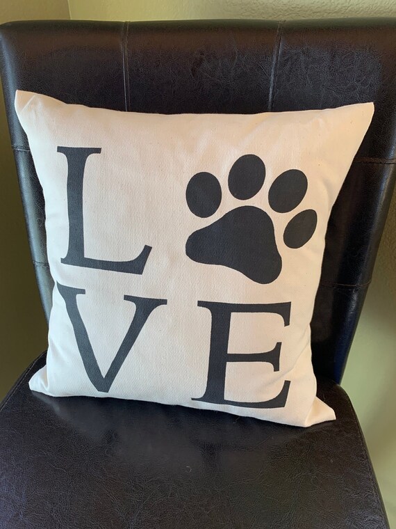 Love Paw Print Dog Cat Love Quote Pillow Handmade Decorative Etsy