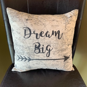 Dream Big Quote Pillow Airplane Decorative Pillow