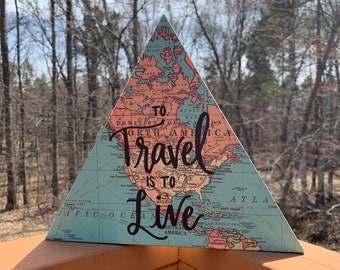 To Travel is to Live Lettered Map Wood Mountain Sign Gift Decoration